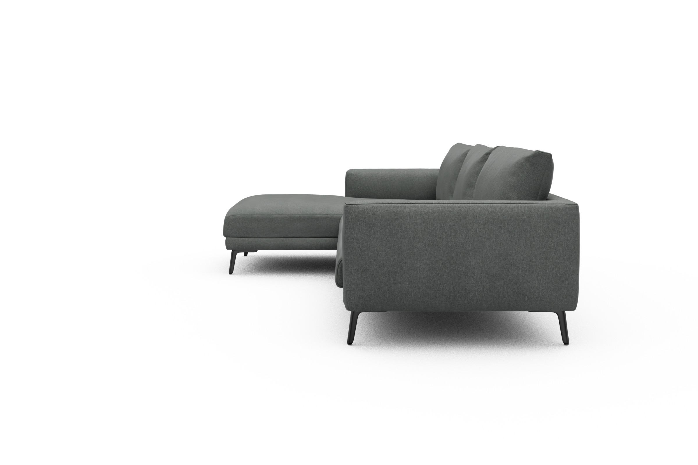 Ecksofa Karl Chaiselongue links mit 2,5-Sitzer Satya-Steel