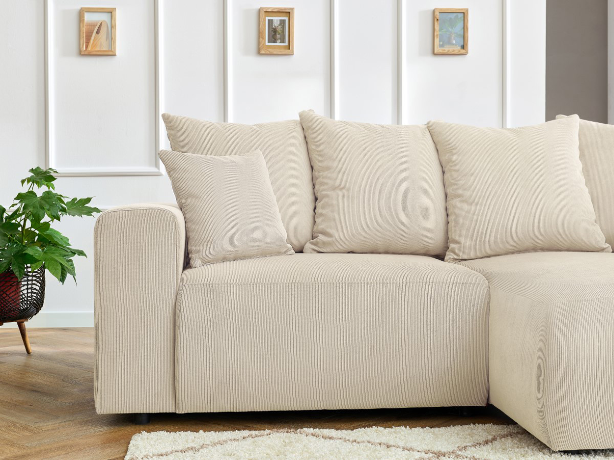 Bobochic Enjoy Ecksofa Cordsamt Beige Ecke rechts
