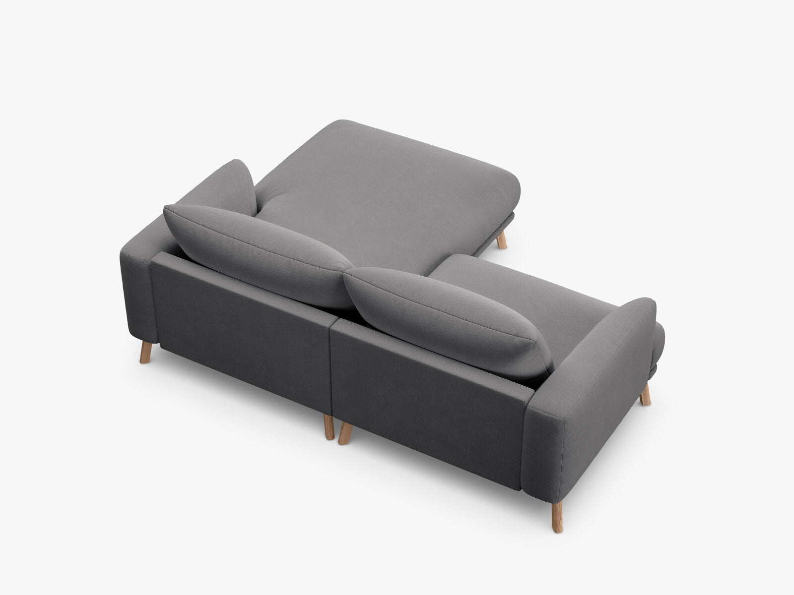 Micadoni Ecksofa Naomi 3-Sitzer kleine Version Rechts Samt Salvador Grau