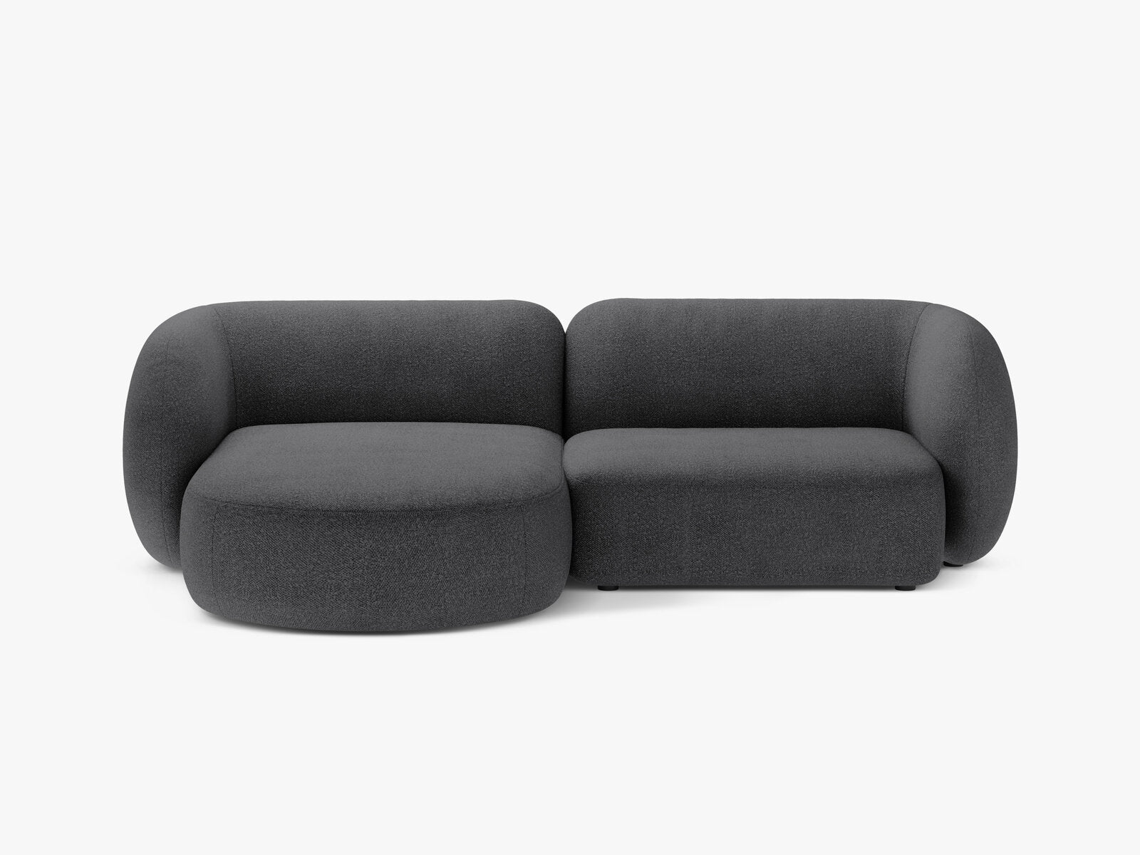 Micadoni Ecksofa Kate 2-Sitzer Links Boucle Dunkelgrau