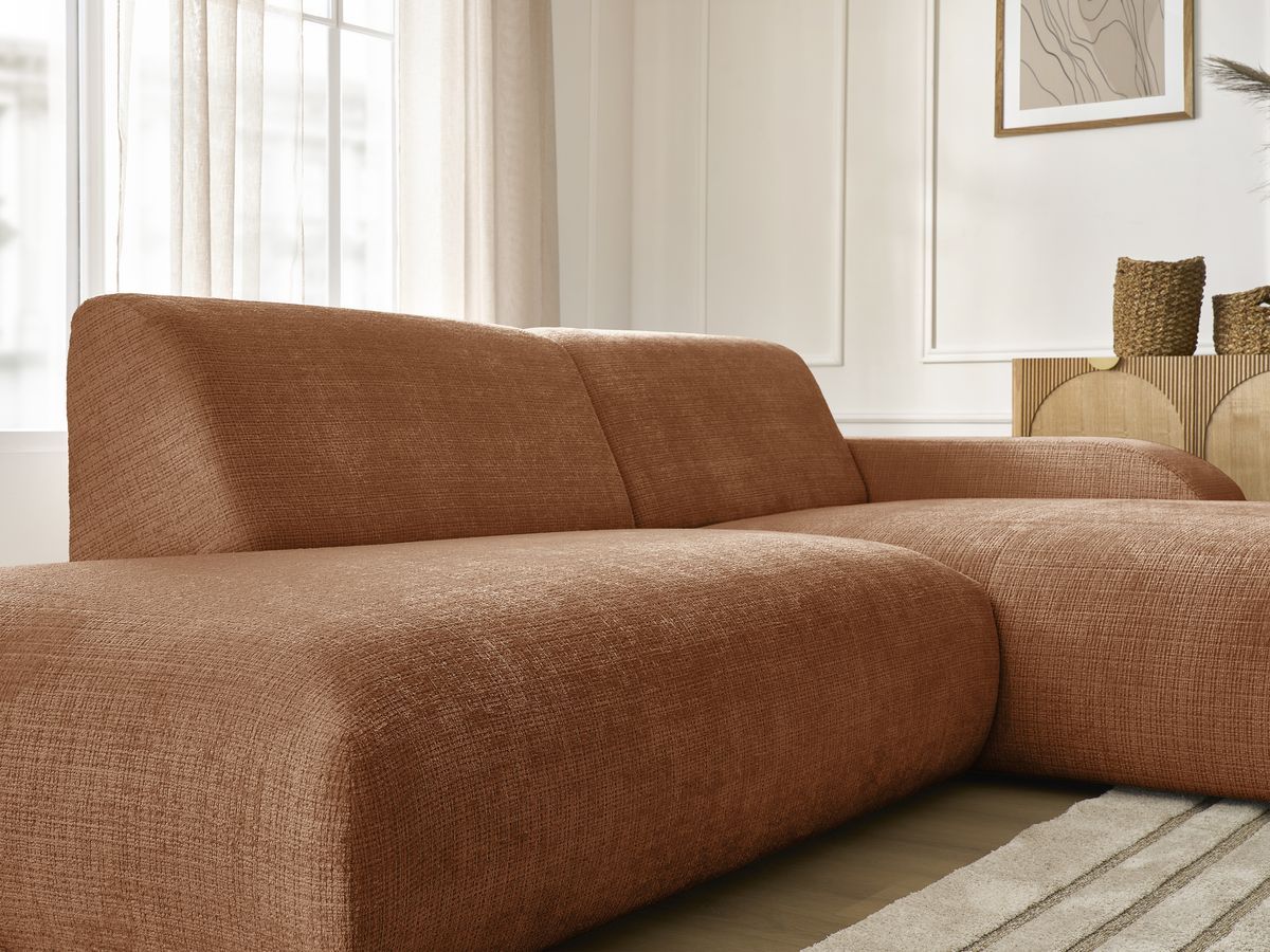 Bobochic Sirius Ecksofa 300 × 170 cm Strukturstoff Orange Ecke rechts