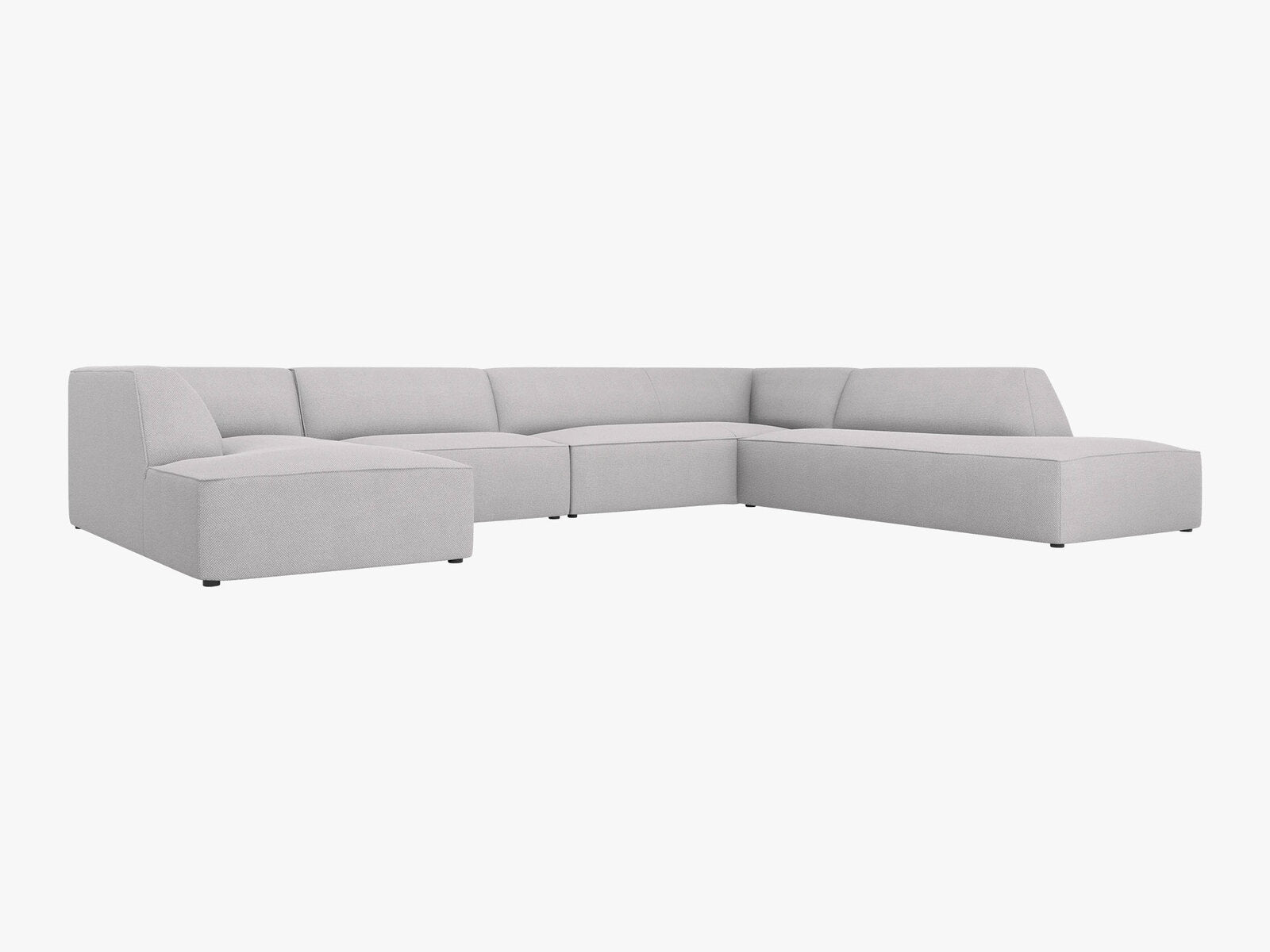 Micadoni Panorama-Ecksofa Ruby 7-Sitzer Rechts Strukturierter Stoff Ottawa Hellgrau
