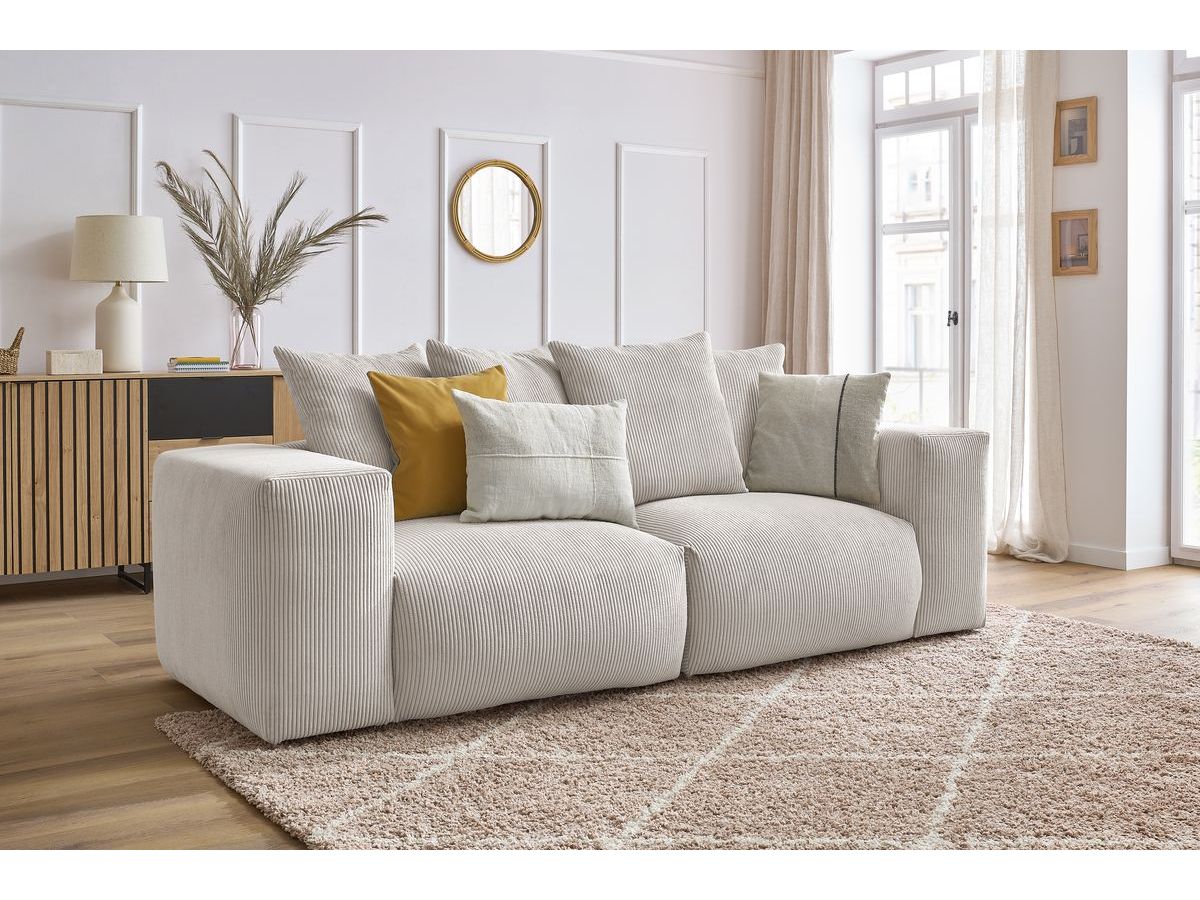 Bobochic Voltaire Sofa 3-Sitzer 248 × 100 cm Cordsamt Beige