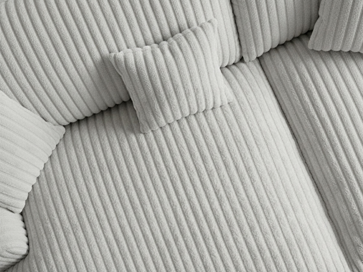 Bobochic Belem Sofa 3-Sitzer Breitcord weich Hellgrau