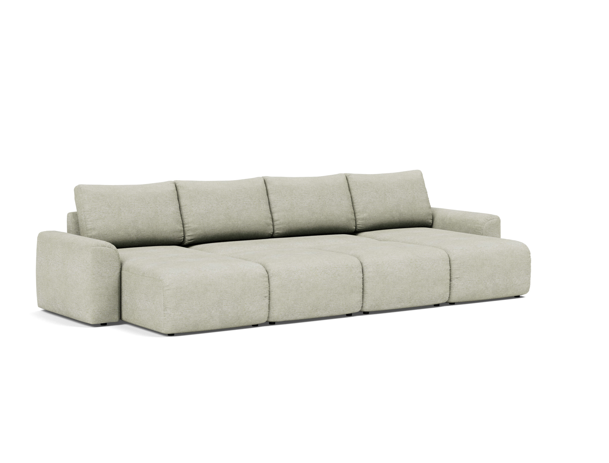 Schlafsofa Norum U-Form mit Chunky-Armlehnen Flachgewebe Avella 280-Sand