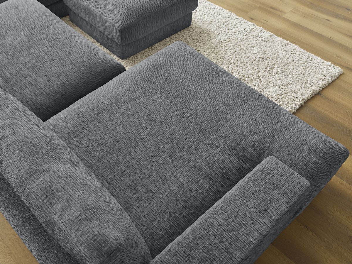 Bobochic Leonard Wohnlandschaft mit Pouf 349 × 159 cm Strukturstoff Dunkelgrau