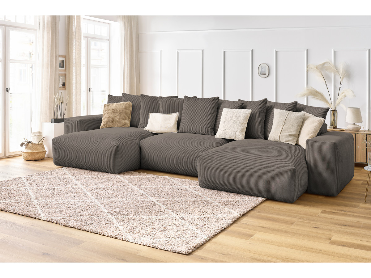 Bobochic Voltaire Wohnlandschaft 420 × 174 cm Cordsamt Taupe