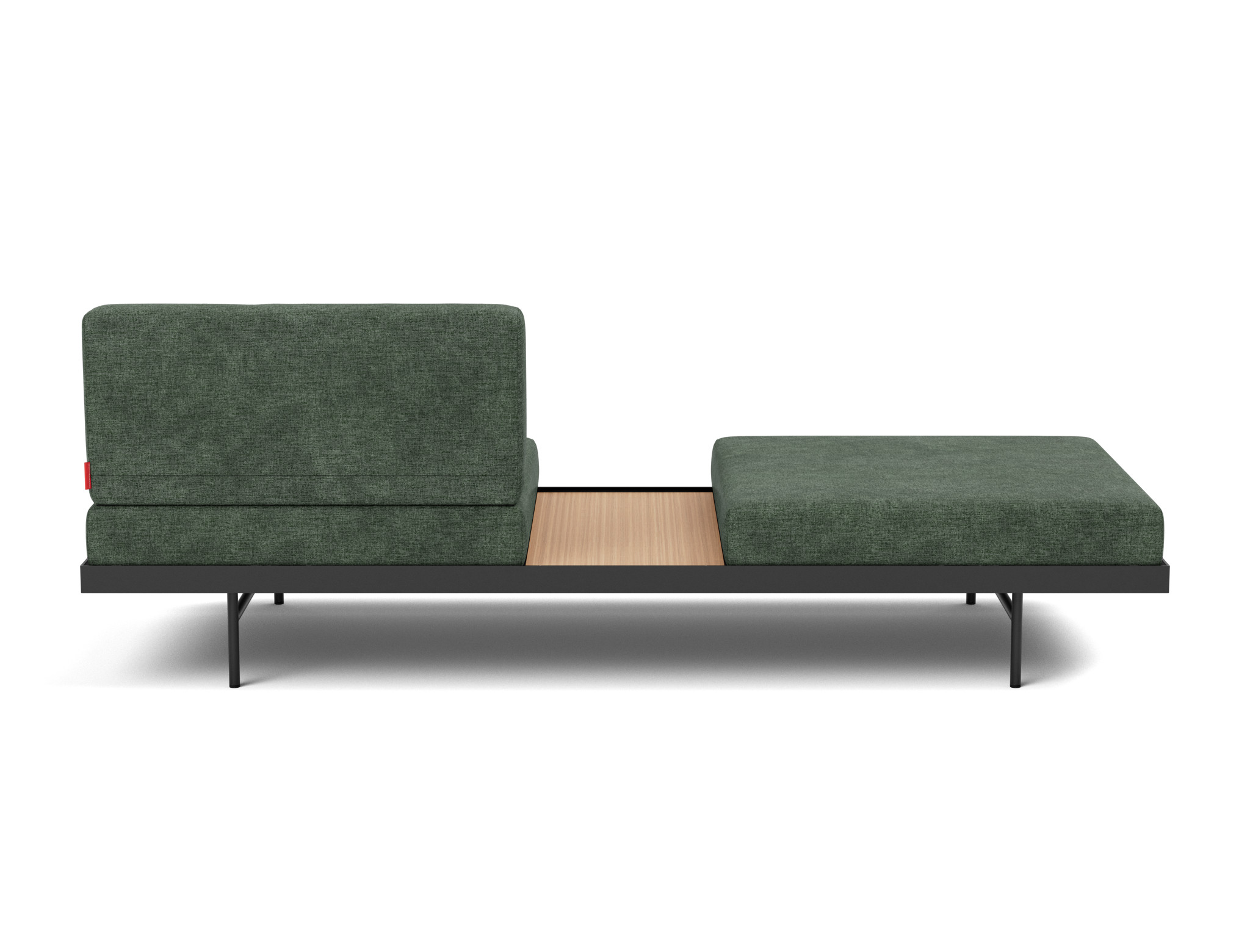 Tagesbett Puri Flachgewebe Avella 281-Pine-Green Beine mit Eichentisch