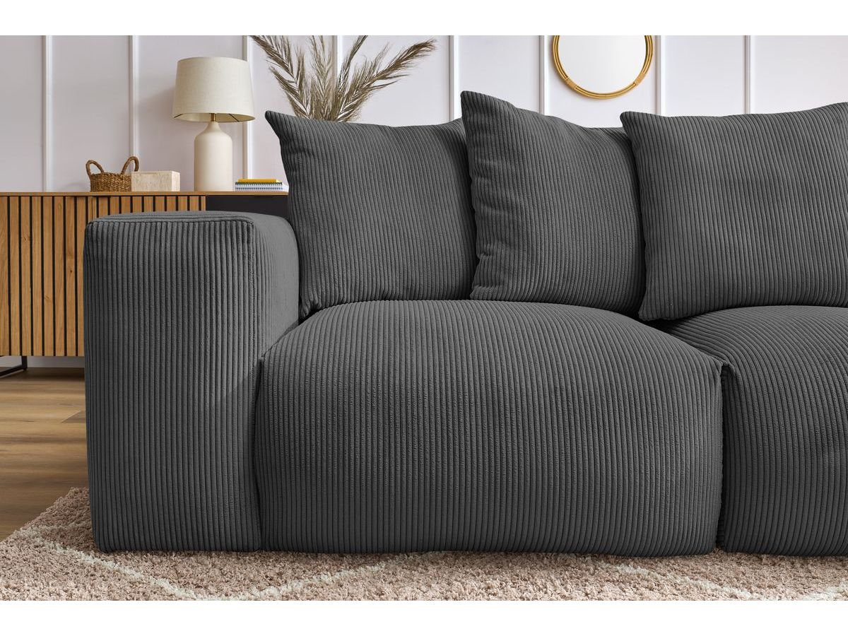 Bobochic Voltaire Sofa 3-Sitzer 248 × 100 cm Cordsamt Dunkelgrau