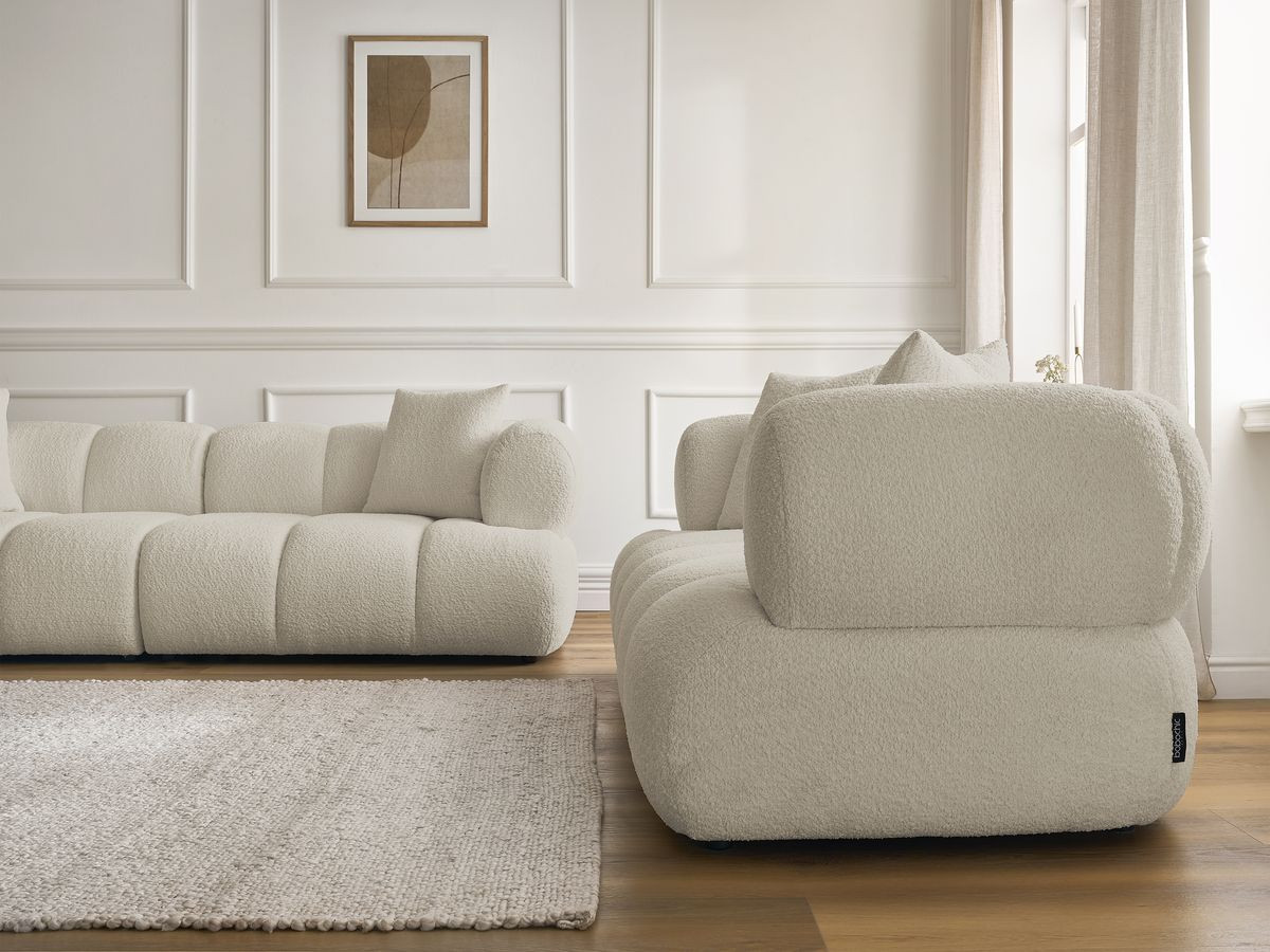 Bobochic Pamira Sofa 5-Sitzer Bouclé-Stoff Beige
