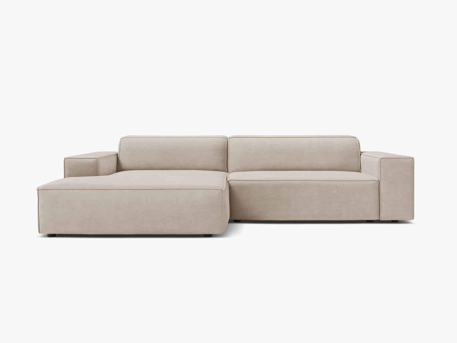 Micadoni Ecksofa Jodie 3-Sitzer Links Samt Bluvel Dunkelbeige