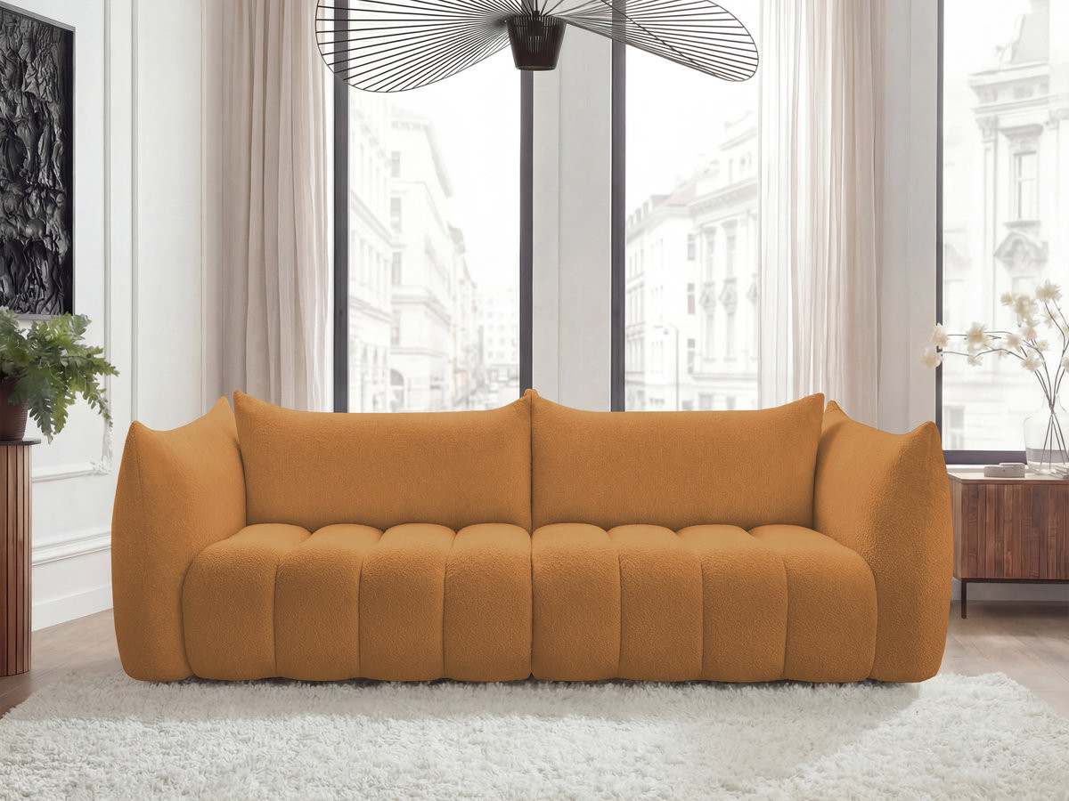 Bobochic Azra Sofa 4-Sitzer Bouclé-Stoff Gelb