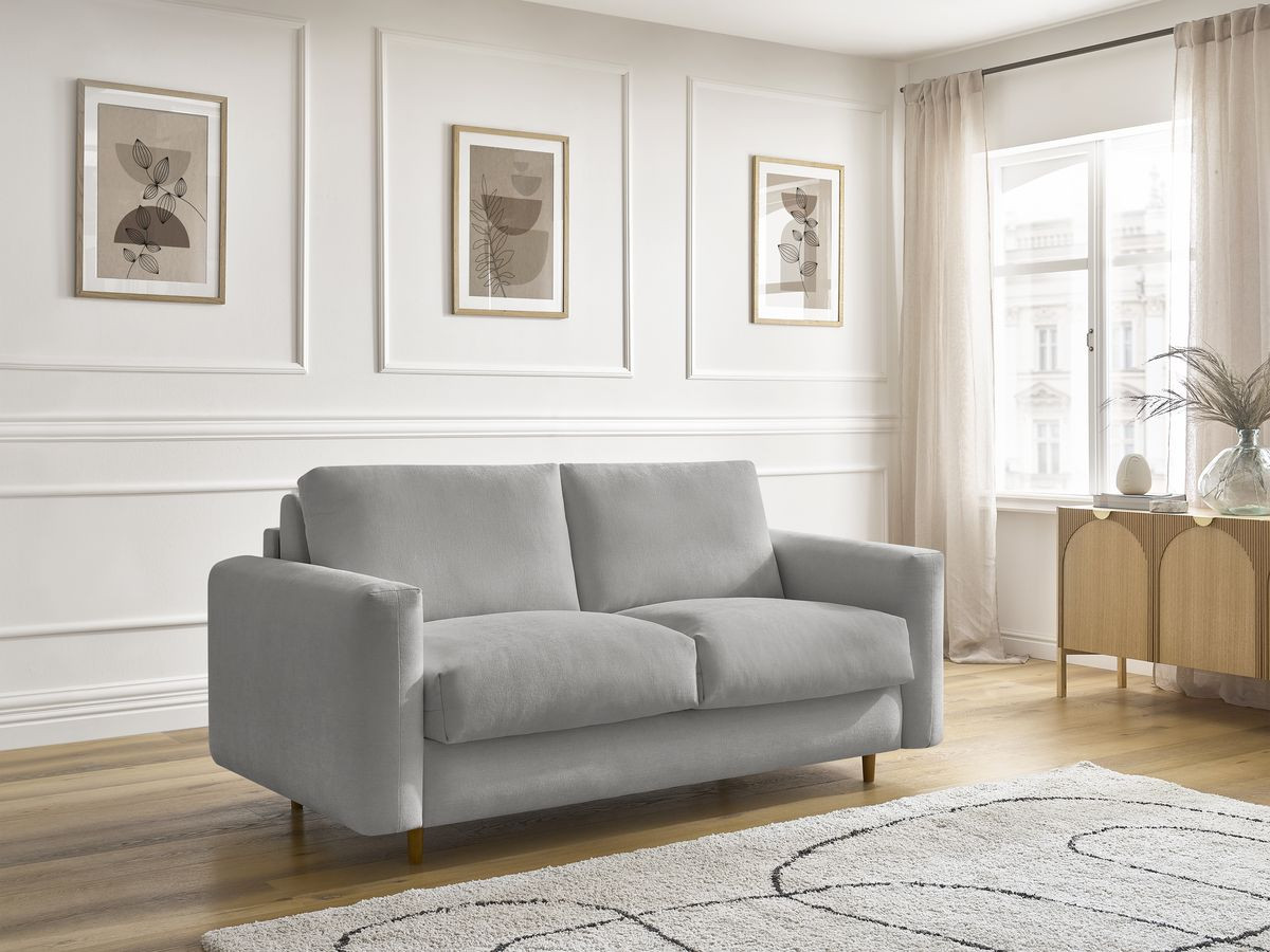 Bobochic Cocoone Schlafsofa 3-Sitzer Stoff Grau, Liegefläche 160 × 200 cm
