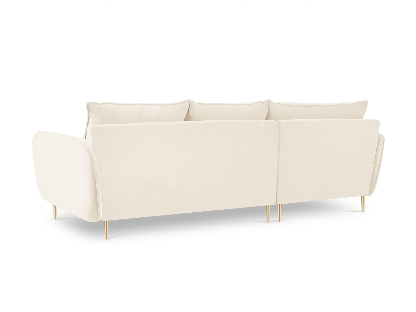 Cosmopolitan Design Ecksofa Vienna 5-Sitzer Samt Bluvel Helles Beige Links Beine Gold