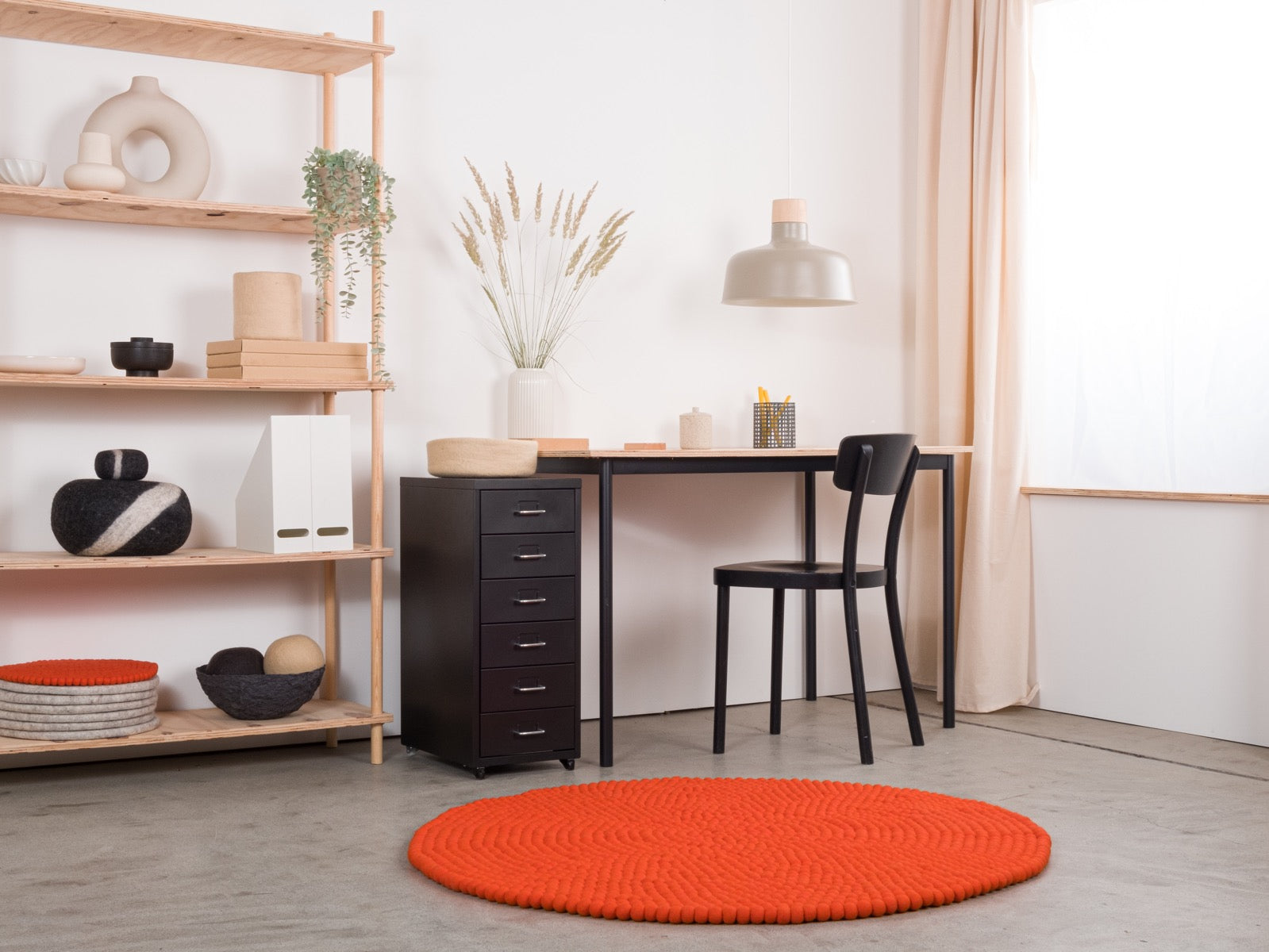 myfelt Mats Filzkugelteppich Rotorange rund Ø 50 cm