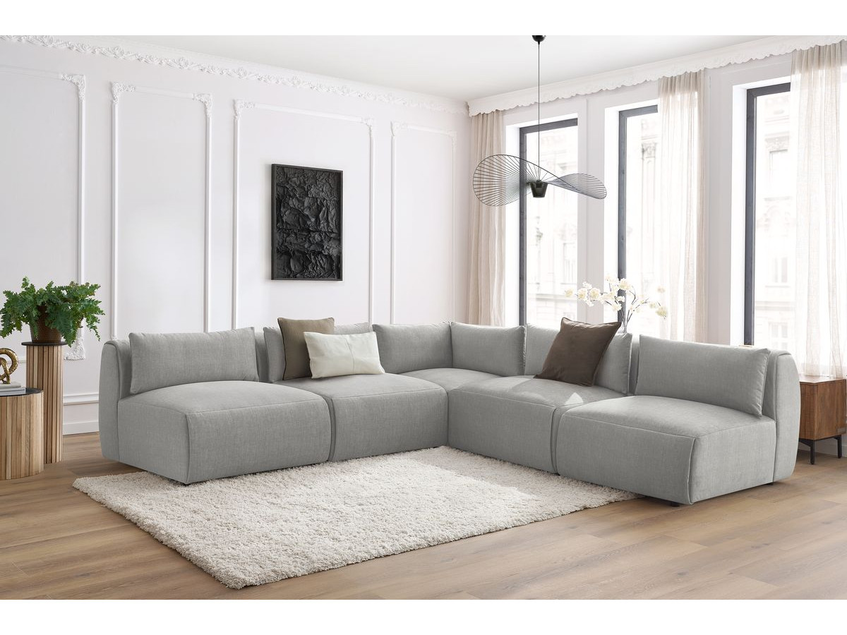 Bobochic Jeanne Ecksofa 299 × 299 cm Samt Hellgrau