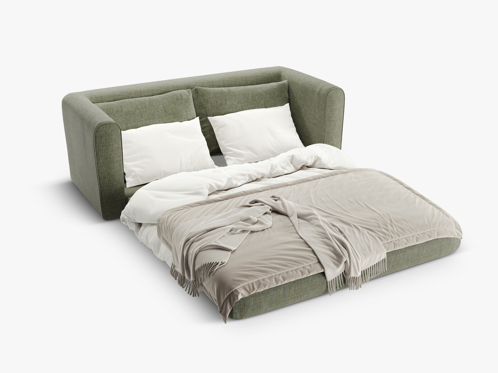 Micadoni Sofa Lido 2-Sitzer Strukturierter Stoff Olive
