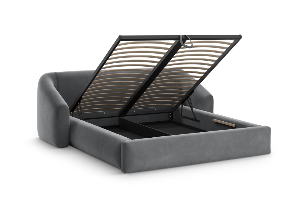 Cosmopolitan Design Stauraumbett mit Kopfteil Campi 180x200 Samt Bluvel Grau