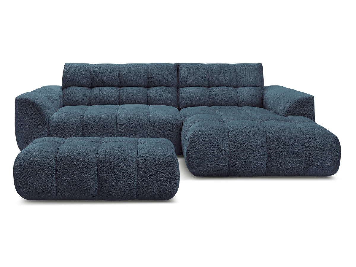 Bobochic Jaya Ecksofa mit Pouf Chenille Hellblau Ecke rechts