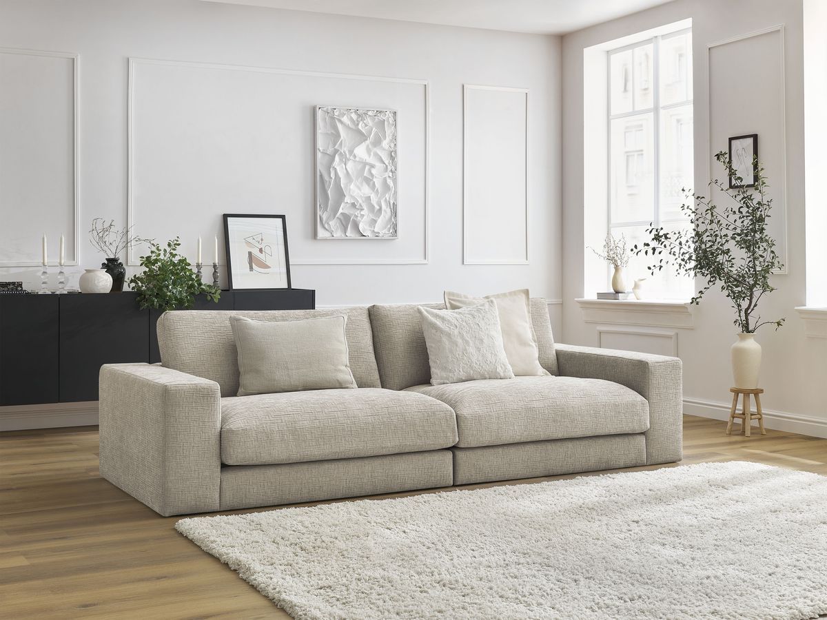 Bobochic Leonard Sofa 3-Sitzer 234 × 109 cm Strukturstoff Beige