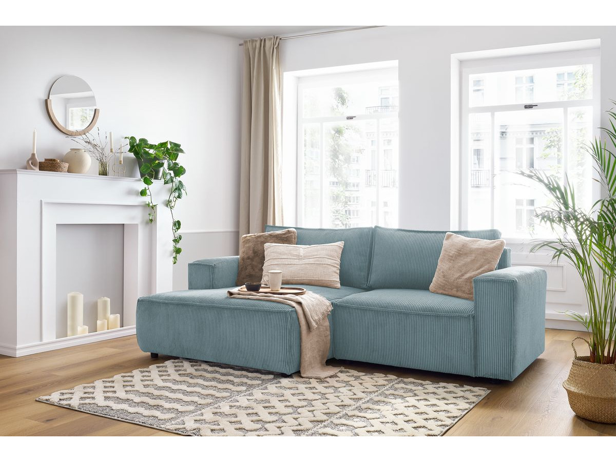 Bobochic Nihad Ecksofa Cordsamt Hellblau Ecke links
