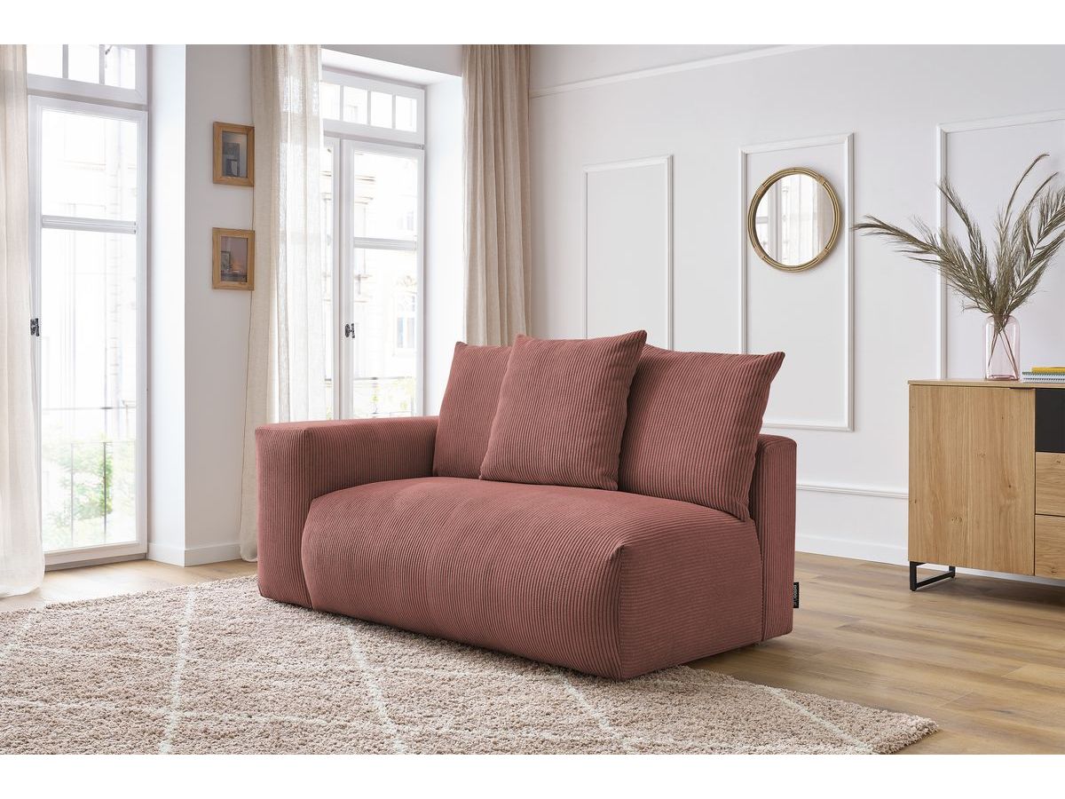 Bobochic Voltaire Sofamodul 2-Sitzer 178 × 100 cm Cordsamt Rosa Ecke links