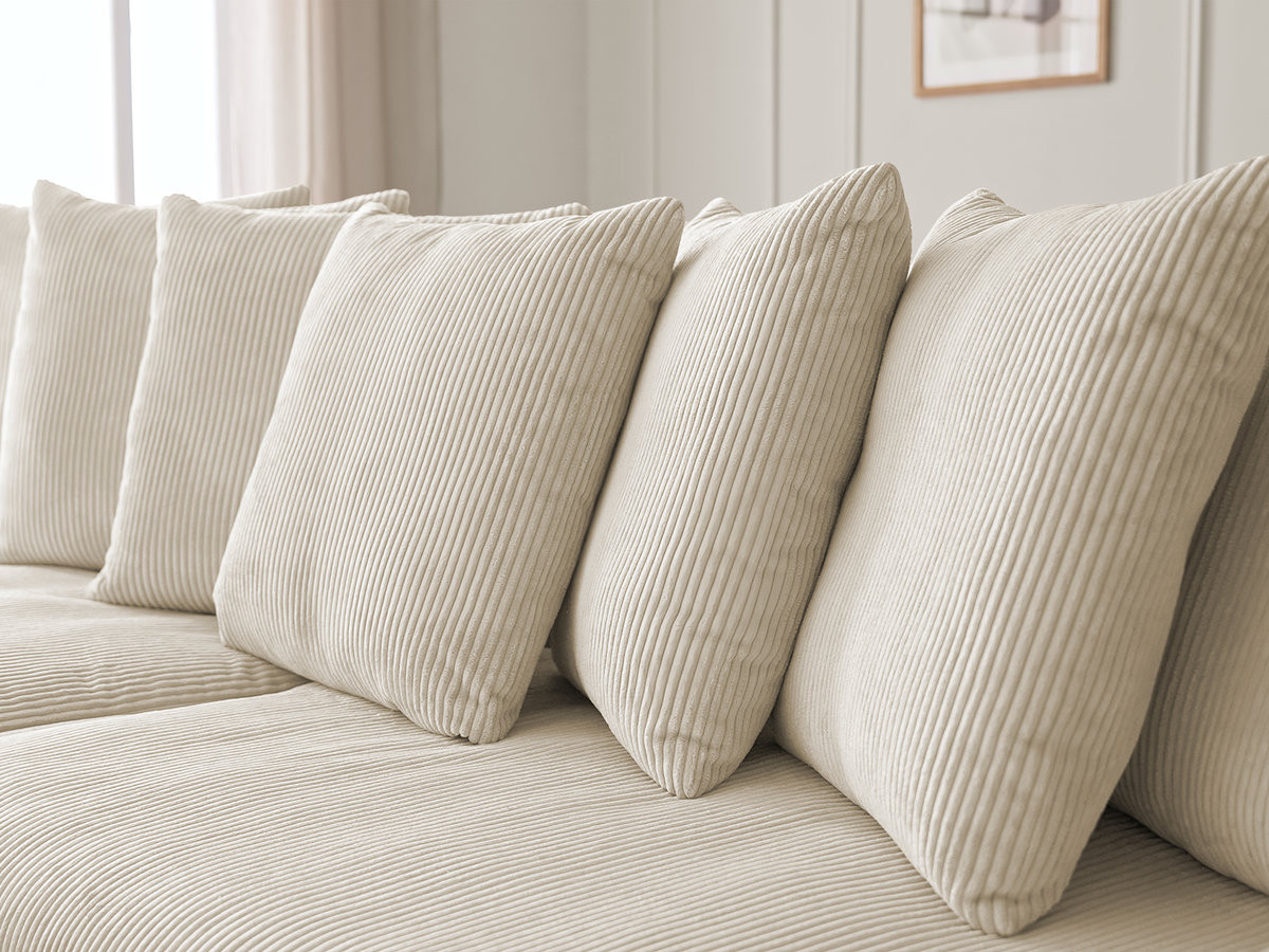 Bobochic Enore Ecksofa mit Pouf Cordsamt Beige Ecke links