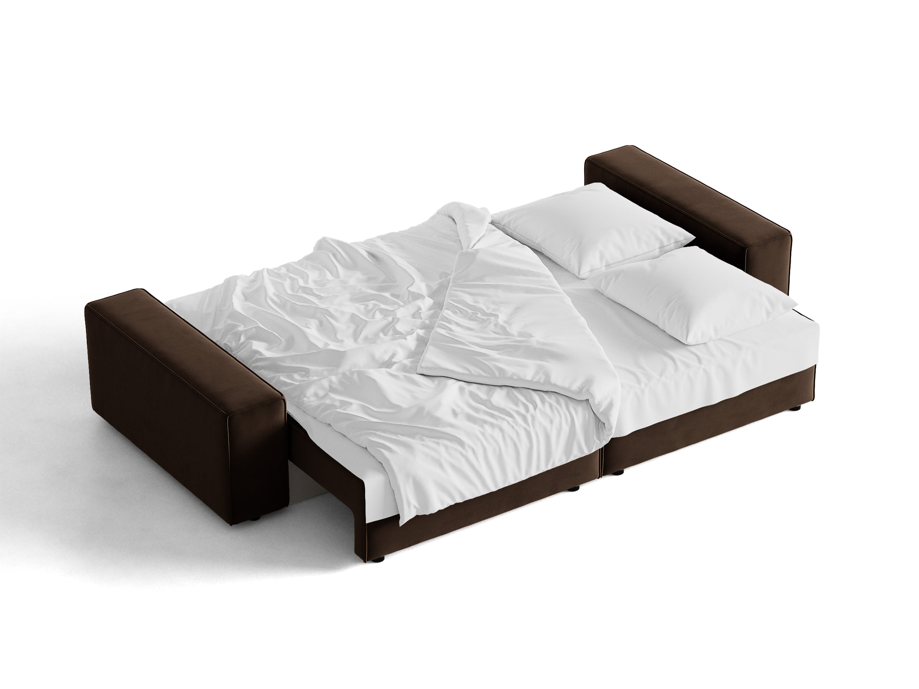 Micadoni Schlafsofa Jodie 3-Sitzer Samt Bluvel Dunkelbraun