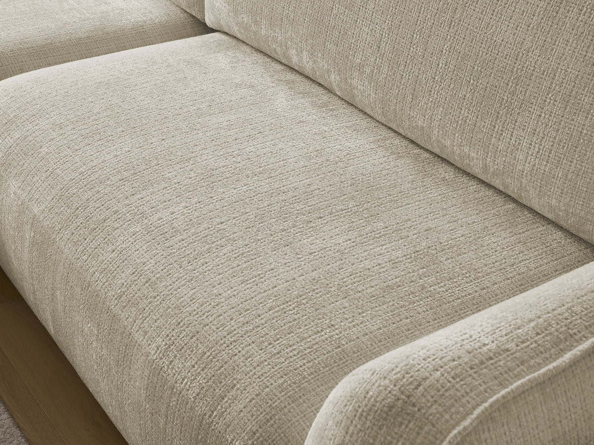 Bobochic Denise Ecksofa mit Schlaffunktion und Bettkasten 258 × 160 cm Strukturstoff Beige Ecke links