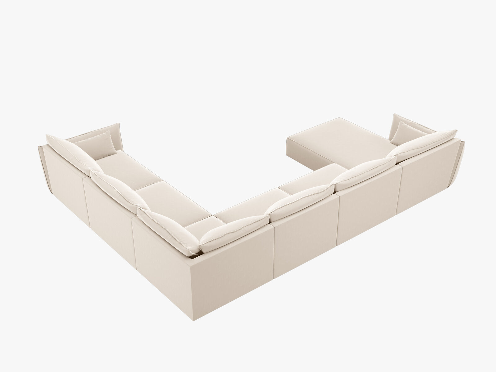 Micadoni Panorama-Ecksofa Kaelle 8-Sitzer Rechts Samt Bluvel Helles Beige