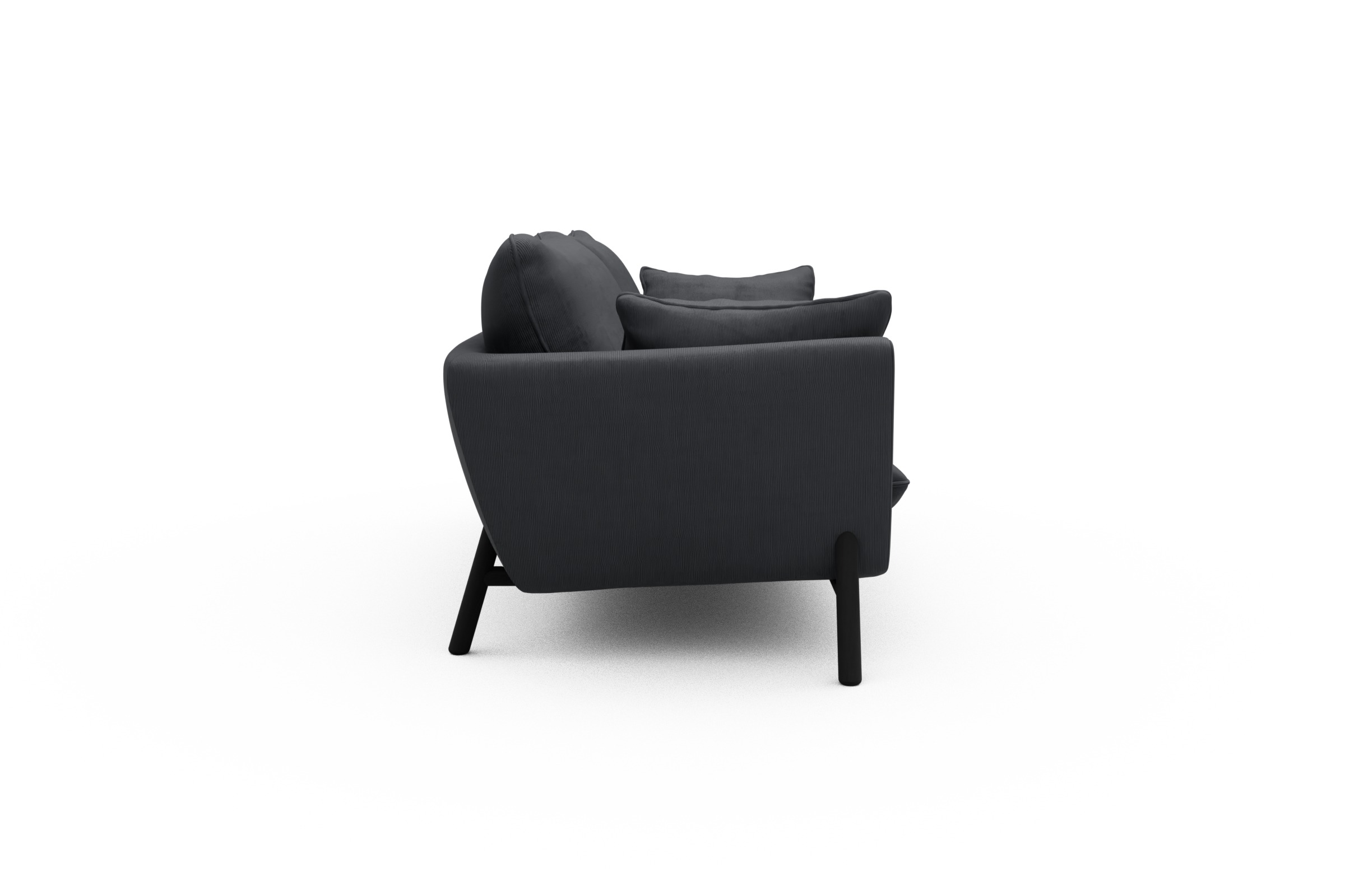 Sofa Emil 3-Sitzer Beinfarbe Eiche Schwarz Cordufine-Slate-Grey
