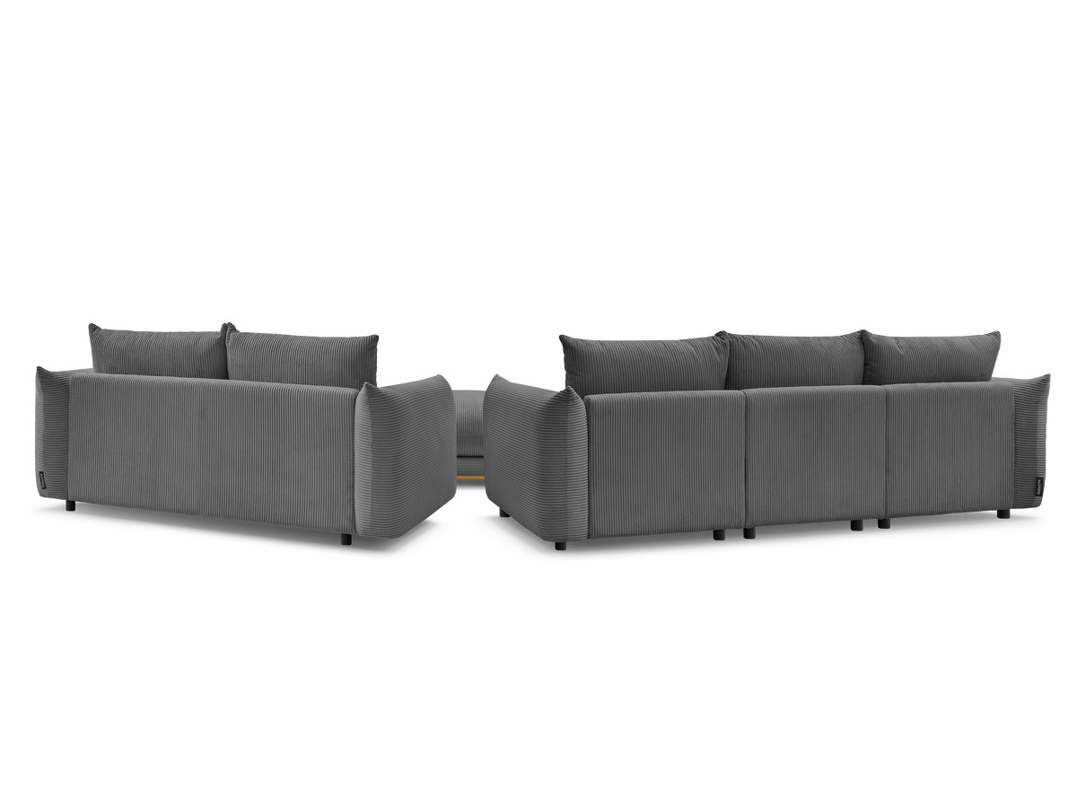 Bobochic Ernest Sofa 5-Sitzer mit Pouf Cordsamt Dunkelgrau