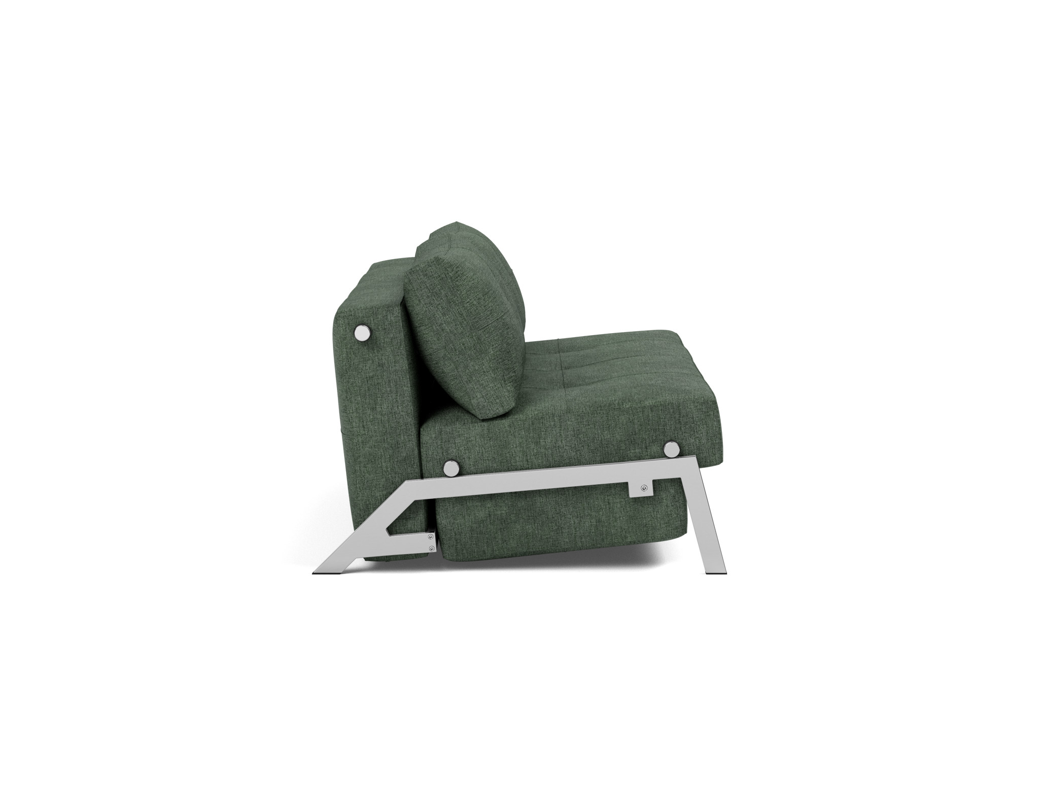Schlafsofa Cubed 160 Flachgewebe Avella 281-Pine-Green Beine Chrom