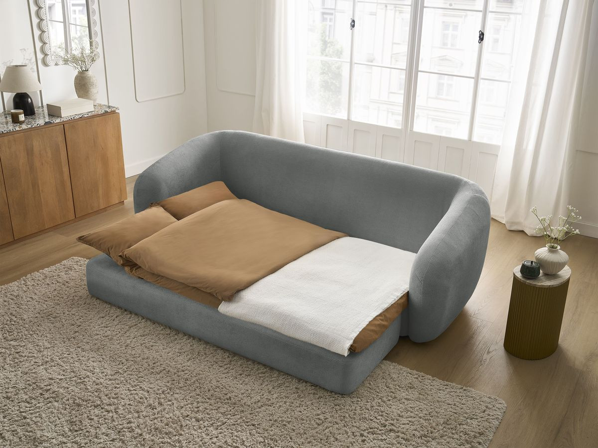 Bobochic Neyo Schlafsofa 3-Sitzer Stoff Dunkelgrau