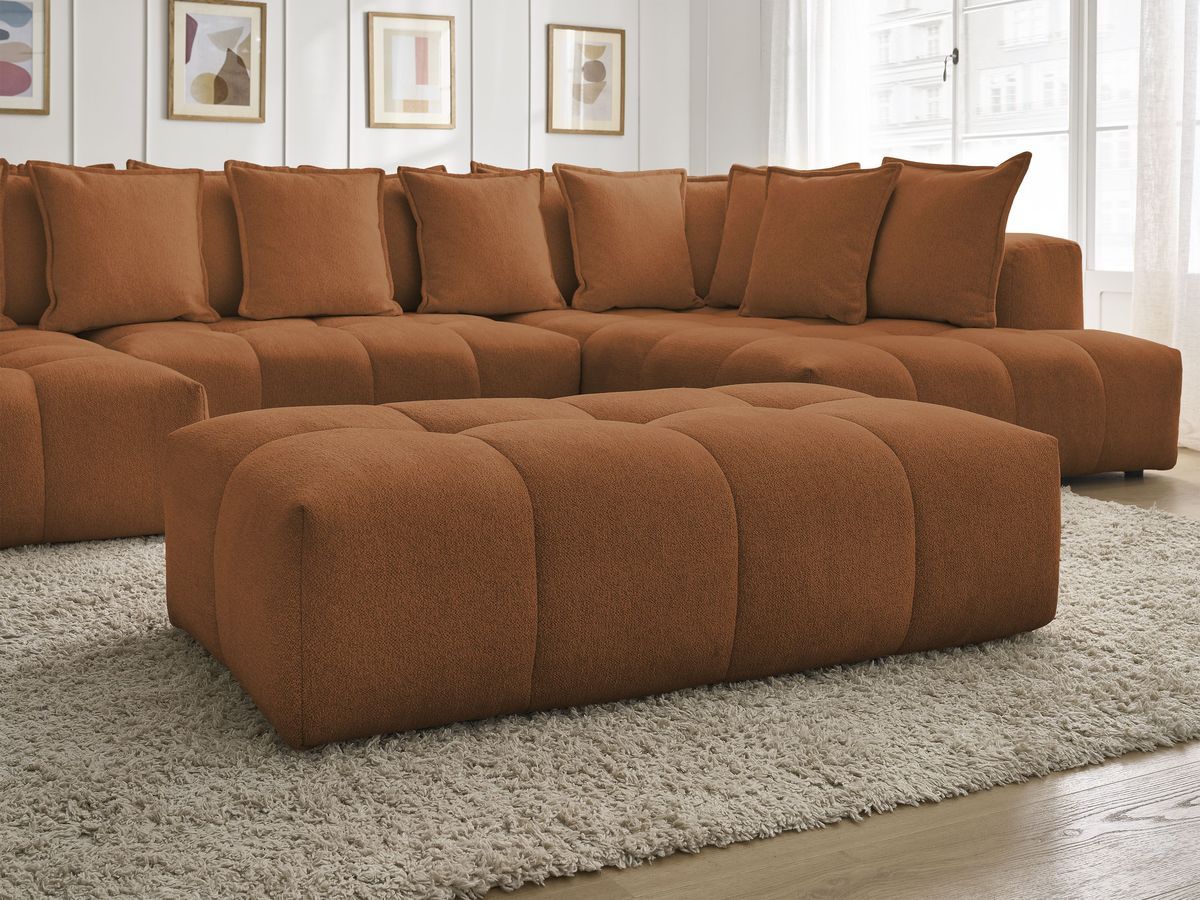 Bobochic Everest Wohnlandschaft mit Pouf, 14 Kissen Melange-Stoff Orange Ecke links