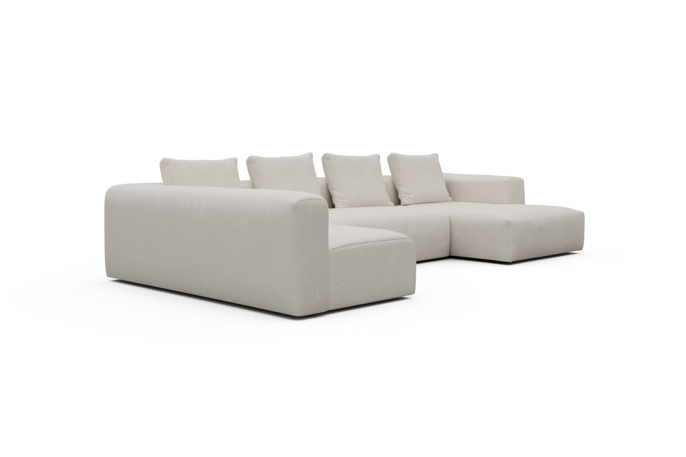 Wohnlandschaft Fred Chaiselongue rechts mit 2-Sitzer und lange Armlehne links Corduroy Ivory Skandi Home moebelfaktor
