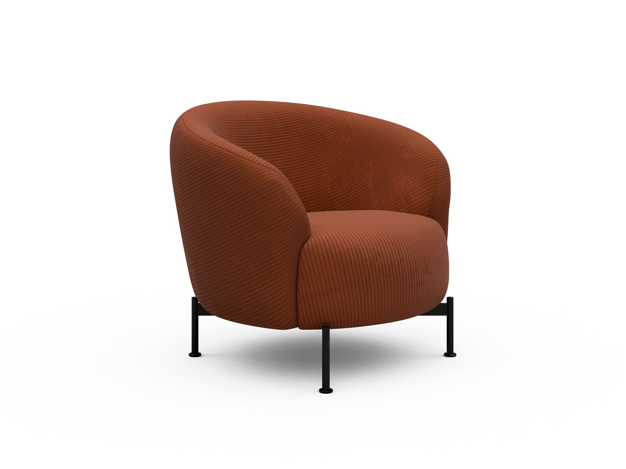 Sessel Ronda X-Metallgestell Schwarz Kord Corduroy 595-Burnt-Orange