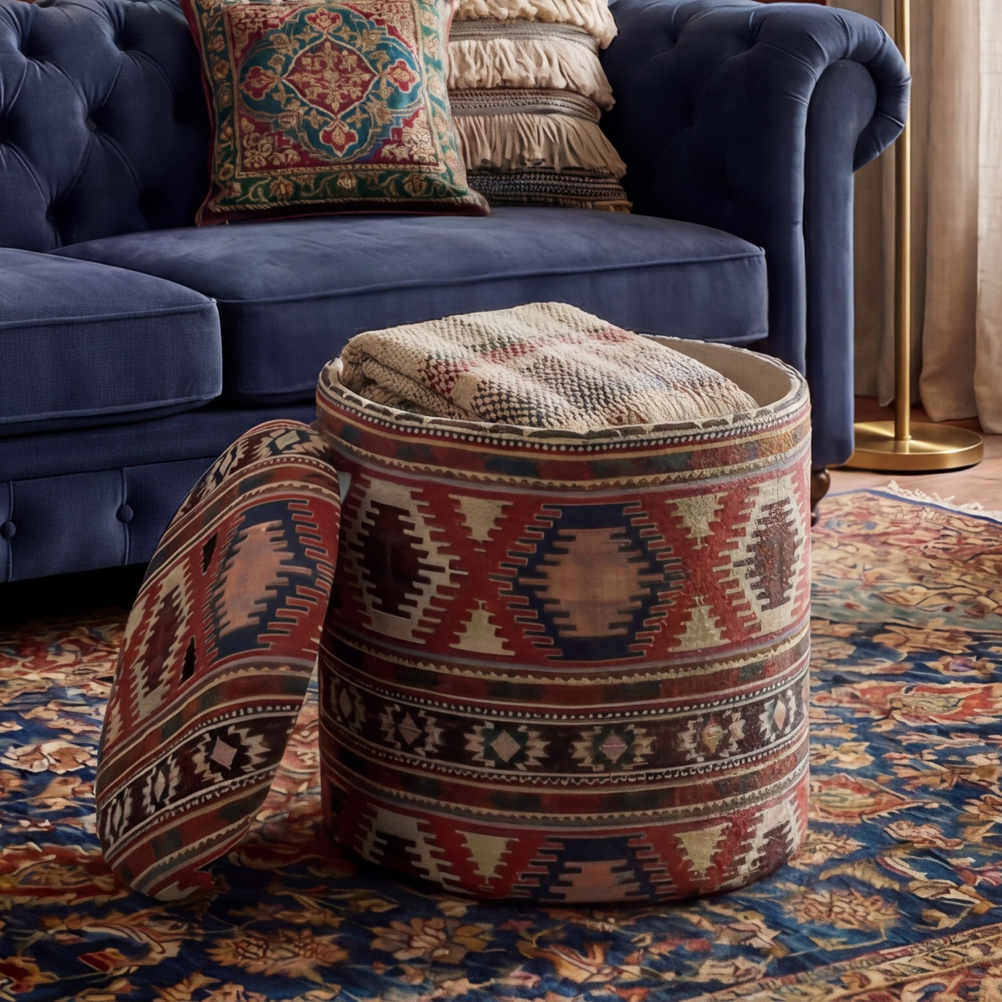 Sitzhocker Nesna Stoff Bunt Ø 40 cm