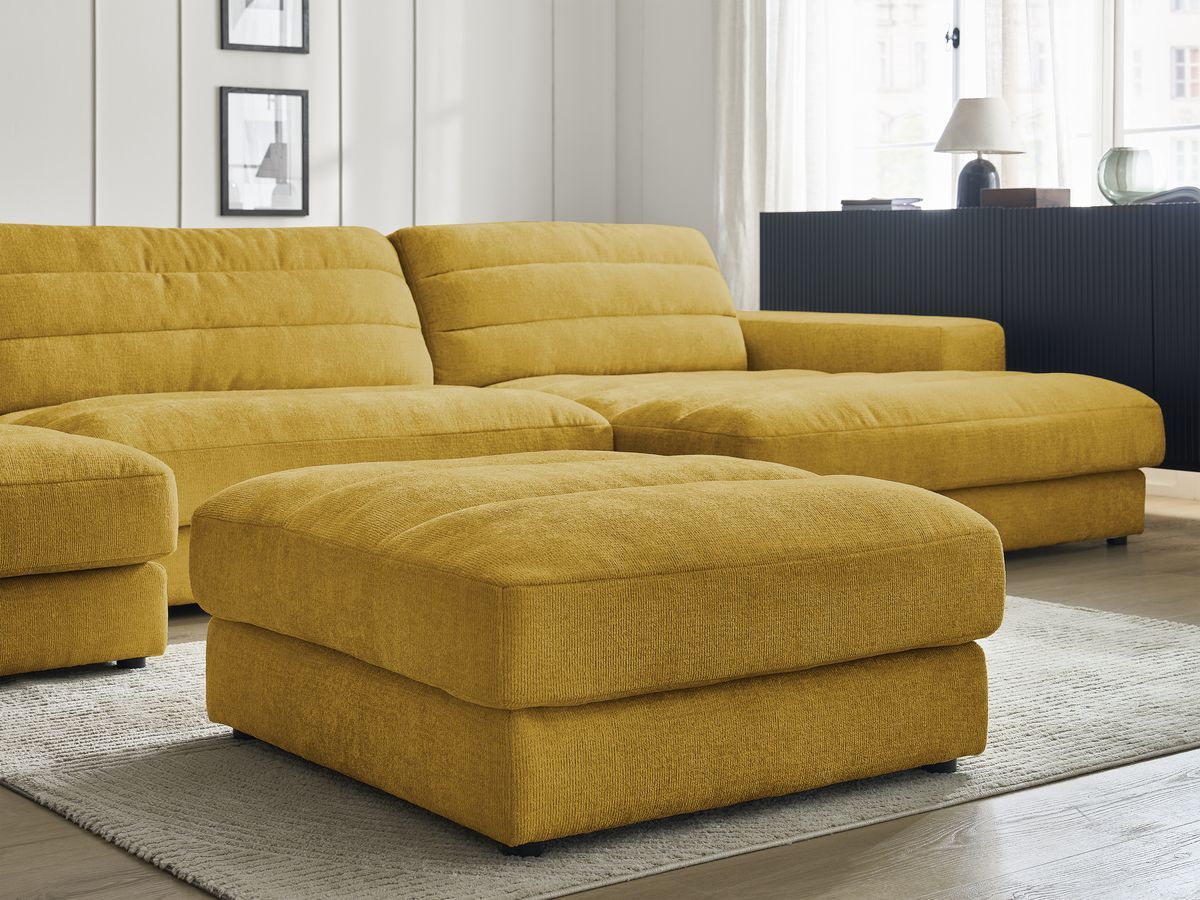 Bobochic Sierra Wohnlandschaft mit Pouf Strukturstoff Gelb