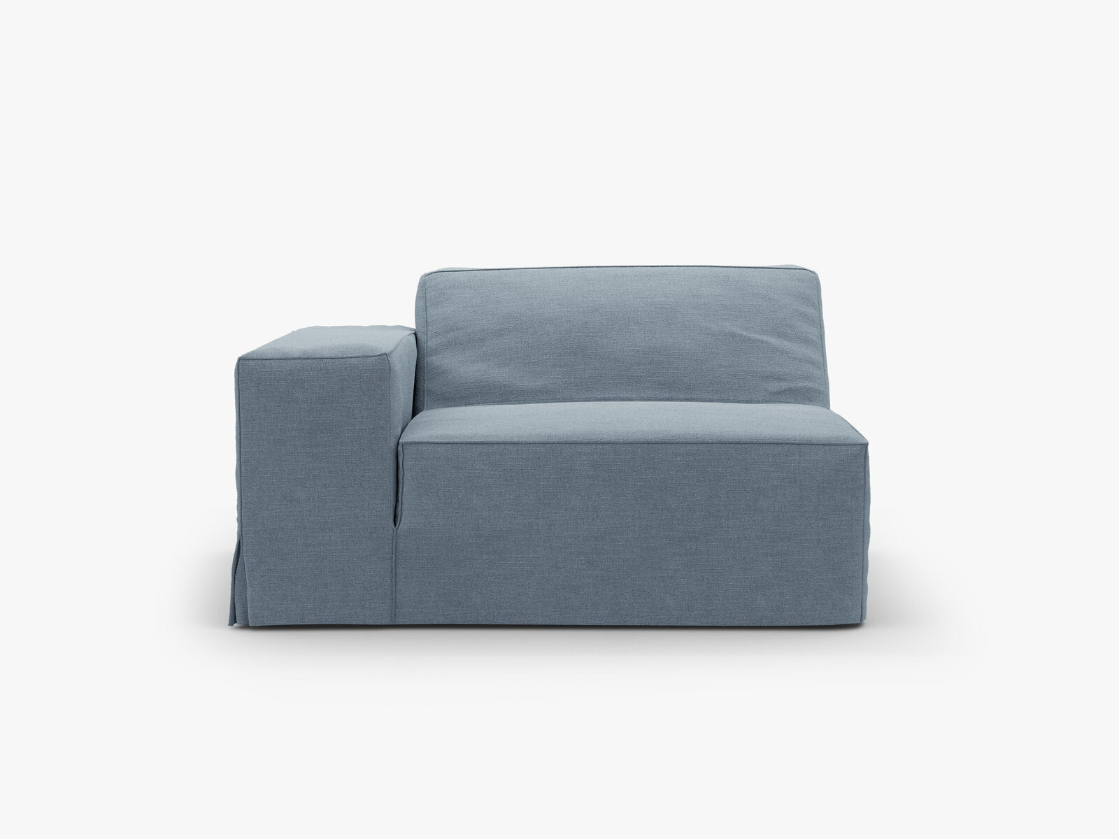 Micadoni Eckmodul mit Armlehne Jodie 1-Sitzer Links Strukturierter Stoff Lins Gedämpftes Blau