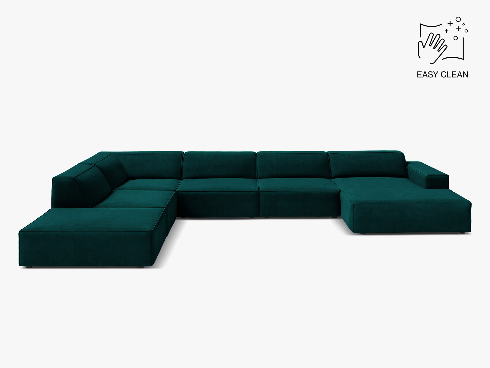 Micadoni Panorama-Ecksofa Jodie 7-Sitzer Samt Venus Dunkel Petrol Links