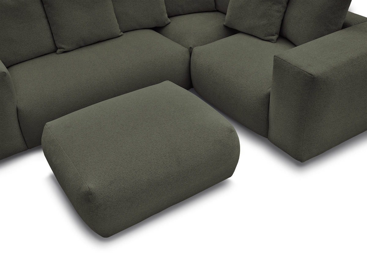 Bobochic Voltaire Ecksofa mit Pouf 268 × 214 cm Melange-Stoff Grün Ecke rechts