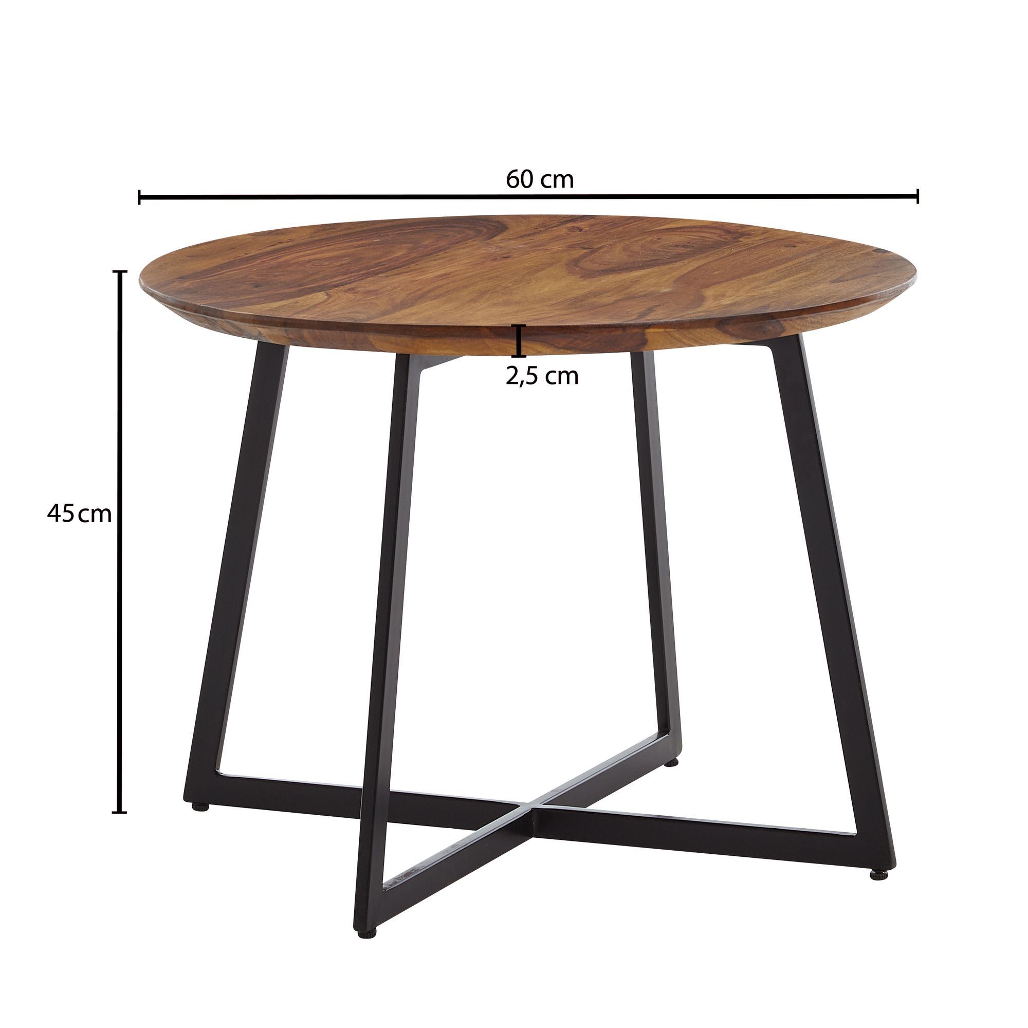 Couchtisch Laxamyri Sheesham Massivholz Ø 60 cm