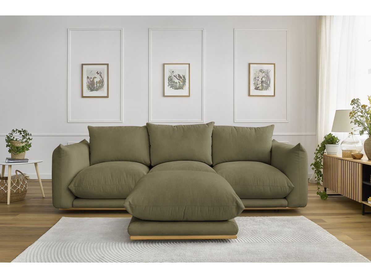 Bobochic Ernest Sofa 4-Sitzer mit Pouf Stoff Grün