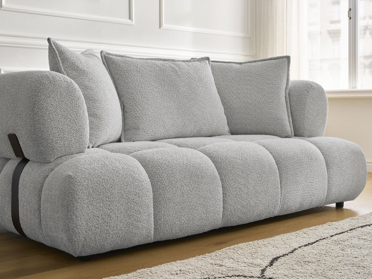 Bobochic Alya Sofa 2-Sitzer Bouclé-Stoff Hellgrau