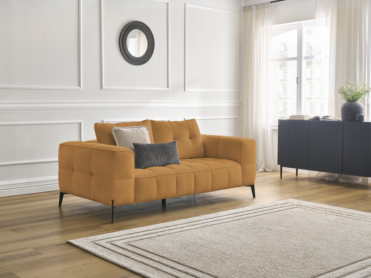 Bobochic Anis Sofa 2-Sitzer Bouclé-Stoff Gelb