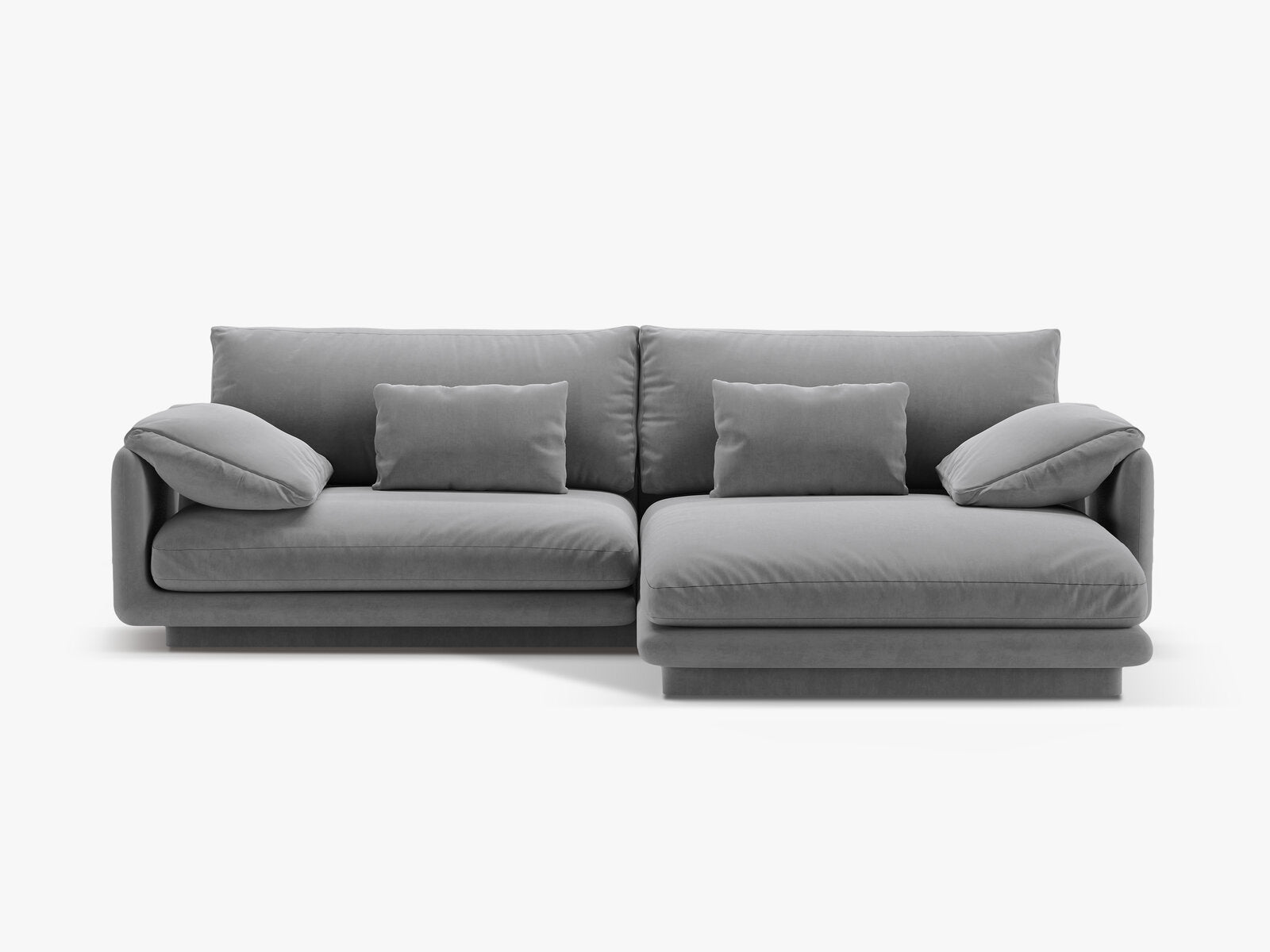 Micadoni Ecksofa Torino 4-Sitzer Rechts Samt Hellgrau