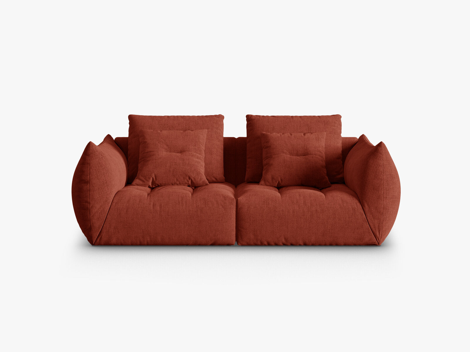 Micadoni Sofa Bloom 3-Sitzer Strukturierter Stoff Wind Kastanienbraun