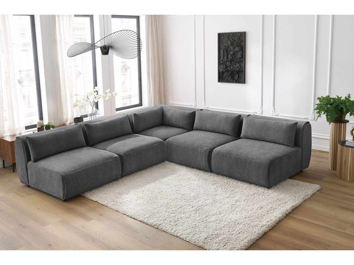 Bobochic Jeanne Ecksofa 299 × 299 cm Strukturstoff Dunkelgrau