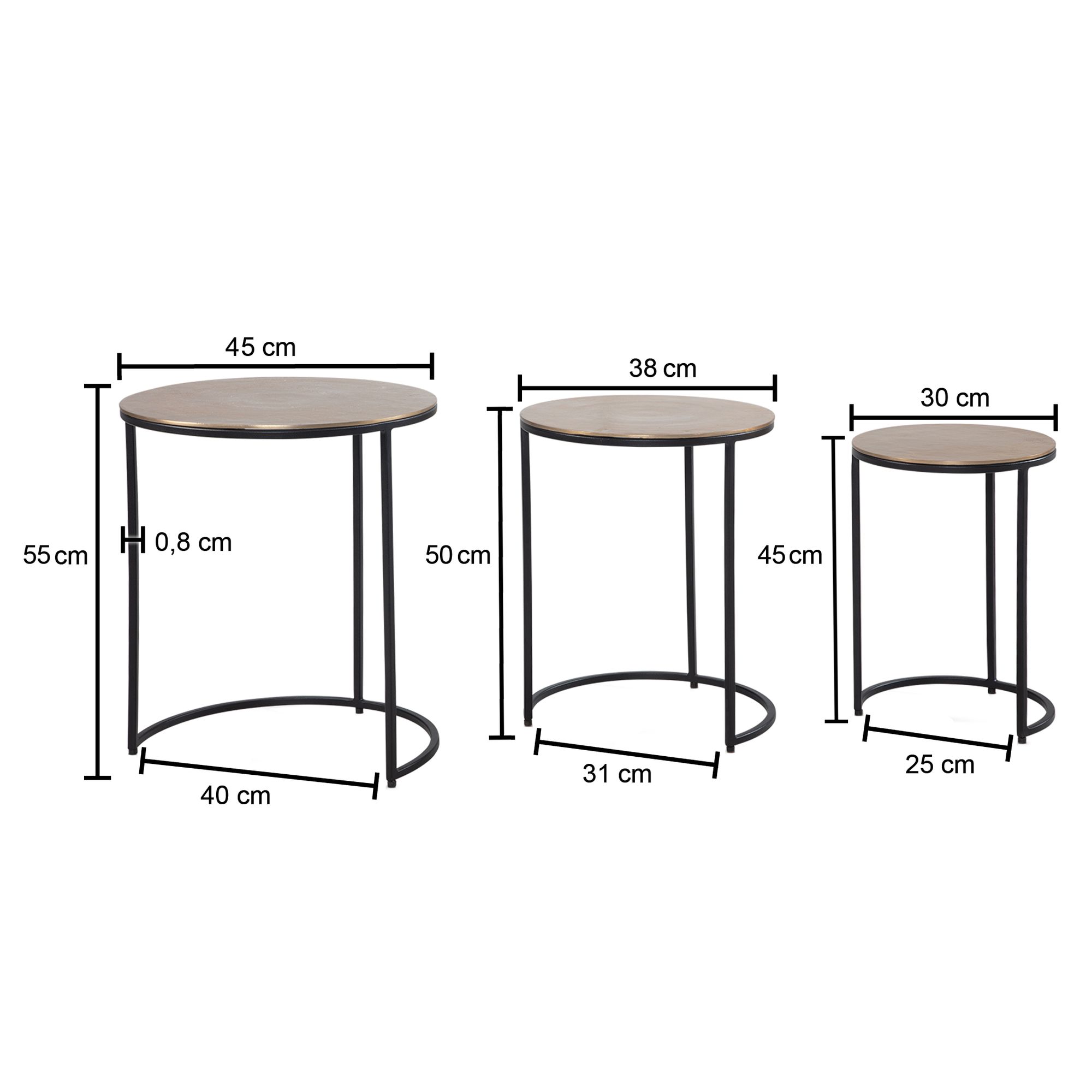 Beistelltisch Bjordal Aluminium Gold Ø 45 cm